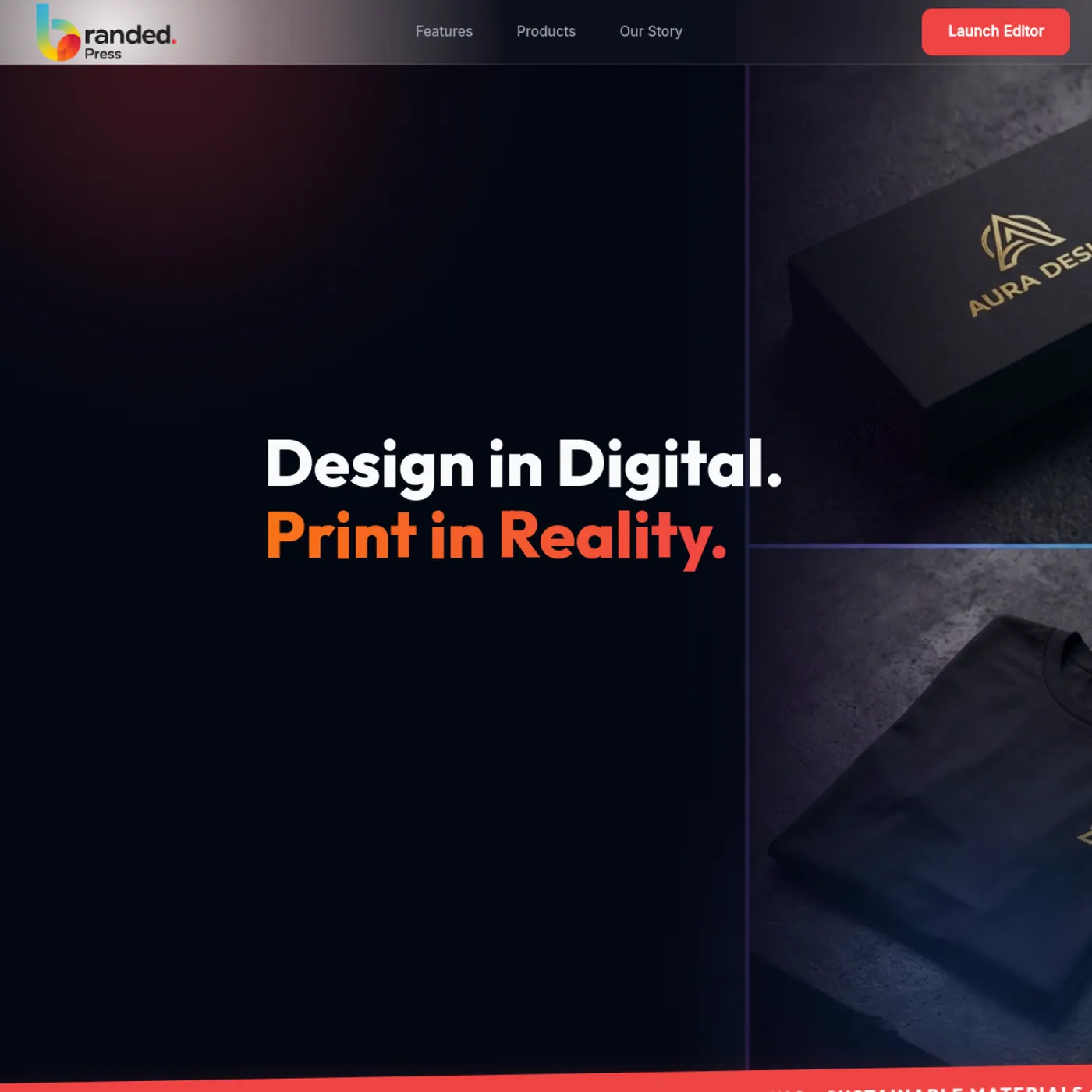 Branded.press print commerce storefront preview built by ORISUN